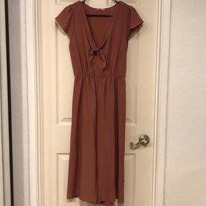 Mauve tie front jumpsuit size M